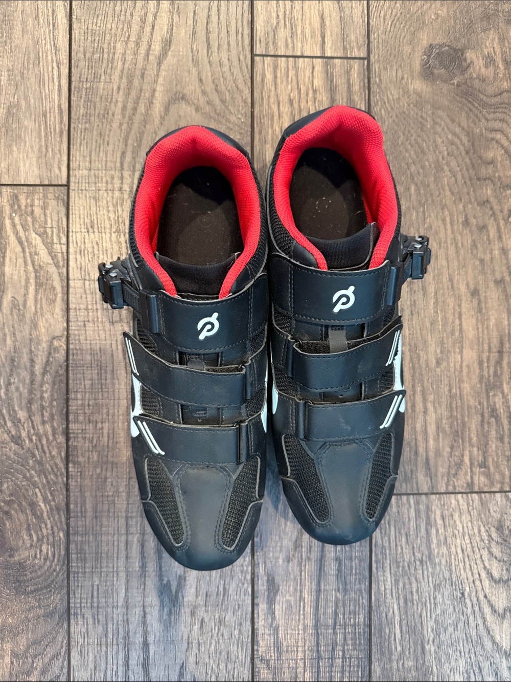 Peloton Black Cycling Shoes with Red Lining